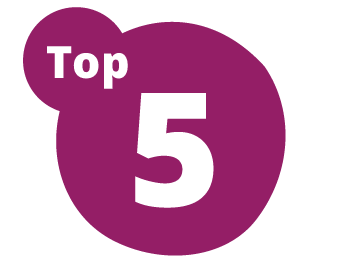 Magenta bubble with the words Top 5 inside